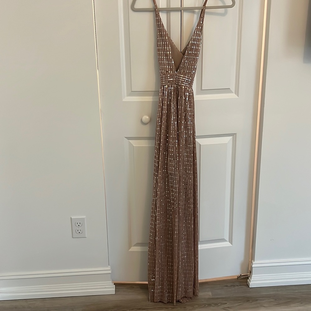 Taupe Sequin Maxi Dress
